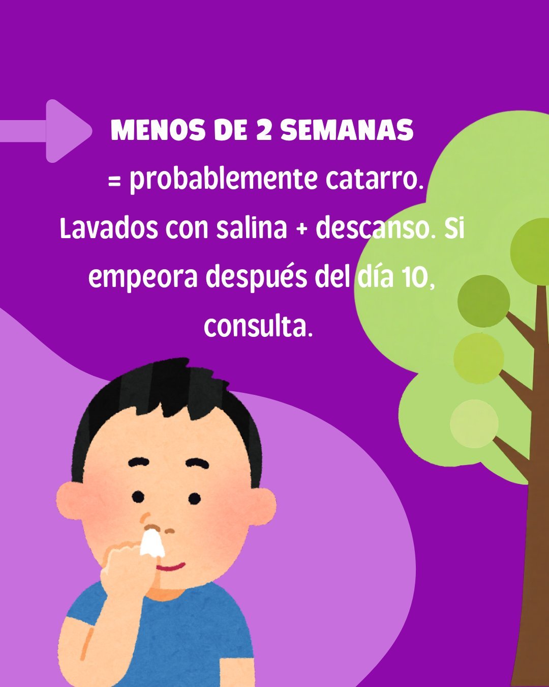 Menos de 2 semanas: probablemente catarro